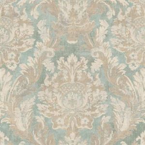 Seabrook Designs OF30102 Olde Francais Blue Toulouse Damask Wallpaper